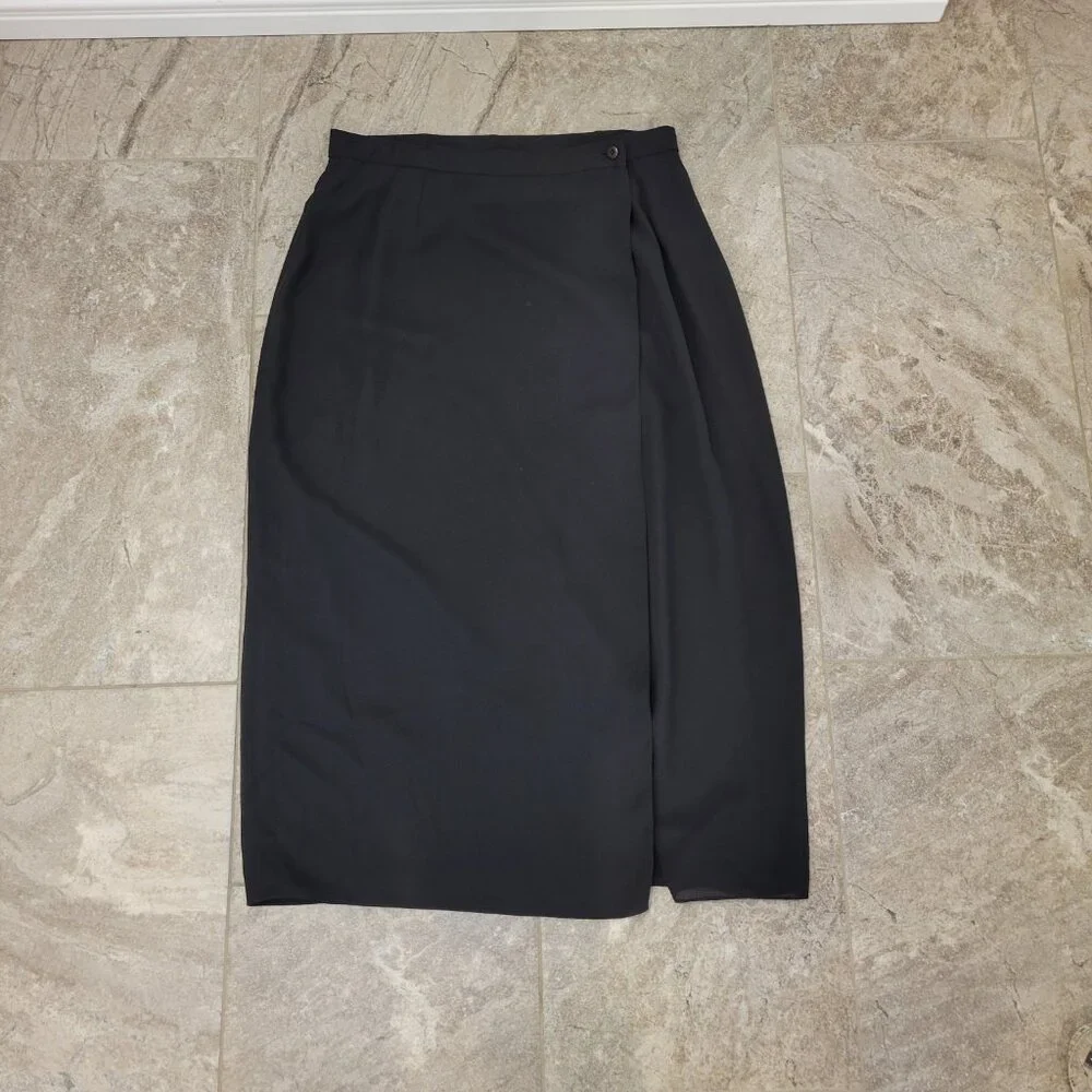 CHRISTIAN DIOR Vintage Womens 1980s The Suit 2pc Black Wool Suit skirt Sz 14
